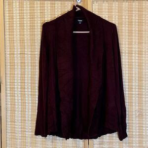 Premise Womens M Open Cardigan Burgundy Long Sleeve Preppy Office Coastal Boho